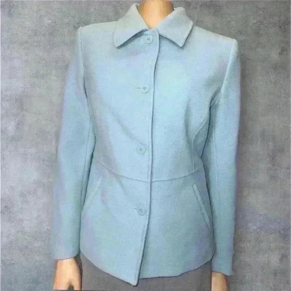 Chadwicks Women's Light Blue Wool Jacket - Classic Button-Up Design size 6 - Picture 3 of 10